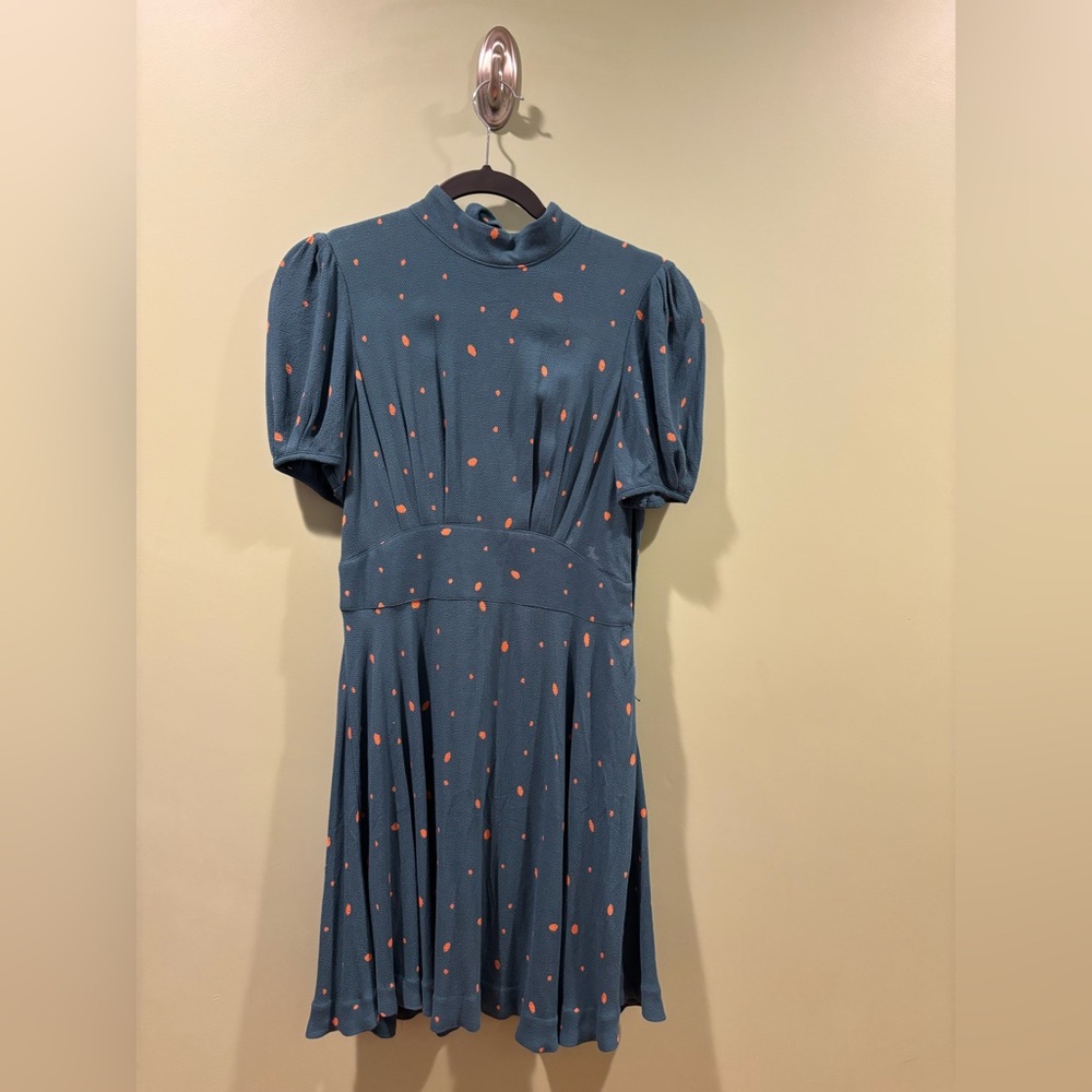 Free People Teal Dress with Coral Dots size 4 - never worn